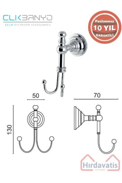 ÇELİK BANYO Paslanmaz Pirinç Ottoman Bornozluk Çiftli 10 Yıl Garantili - Resim 2