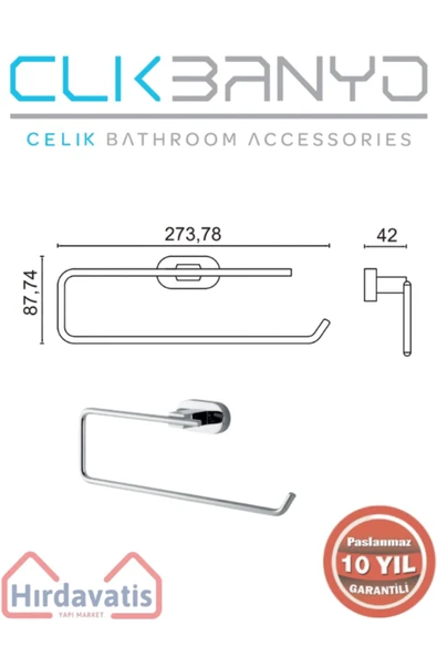 ÇELİK BANYO Paslanmaz Pirinç Zirve Açık Kağıt Havluluk - Resim 2