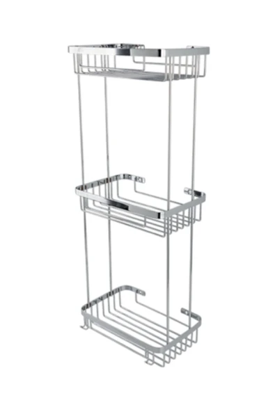 ÇELİK BANYO Taci 304 Üçlü 23x15cm Sabunluk Şampuanlık Ve Köşe Süngerlik ürün görseli
