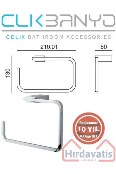 CLK BANYO TİTANİK KARE HAVLULUK PİRİNÇ MALZEME ( 10 YIL GARANTİLİ ) - Resim 2