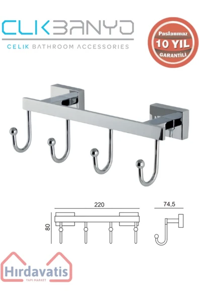 ÇELİK BANYO Paslanmaz Pirinç Kenzo 4’lü Askılık ürün görseli