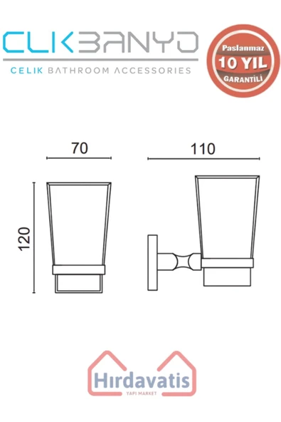 ÇELİK BANYO Paslanmaz Pirinç Kumru Diş Fırçalık - Resim 2