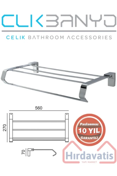 CLK BANYO Paslanmaz Pirinç Titanik Raf Havluluk 50cm Pirinç Malzeme ( 10 Yıl Garantili ) ürün görseli