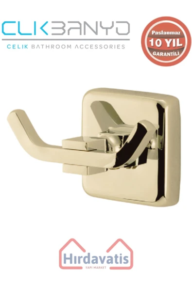 ÇELİK BANYO Paslanmaz Pirinç Kumru 2’li Bornozluk Altın Sarı Gold ürün görseli