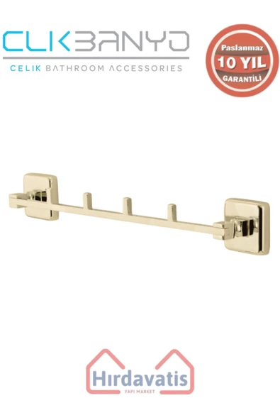 ÇELİK BANYO Paslanmaz Pirinç Kumru 4’lü Askılık Altın Sarı Gold ürün görseli