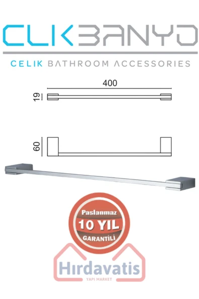 ÇELİK BANYO Paslanmaz Pirinç Titanik 40 Cm Uzun Havluluk - Resim 2