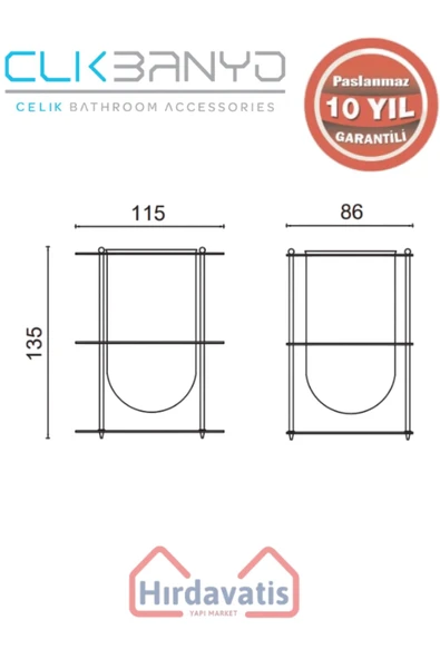 ÇELİK BANYO Paslanmaz Pirinç Desen Metal Set Üstü Camlı Fırçalık - 2