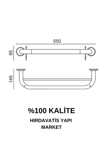 ÇELİK BANYO Paslanmaz Pirinç Bella İkili Uzun Havluluk  Kancalı 50cm - Resim 2