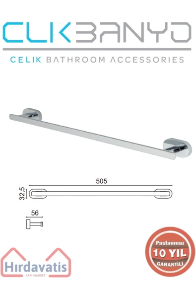 ÇELİK BANYO Paslanmaz Pirinç Zirve Uzun Havluluk 50cm ürün görseli