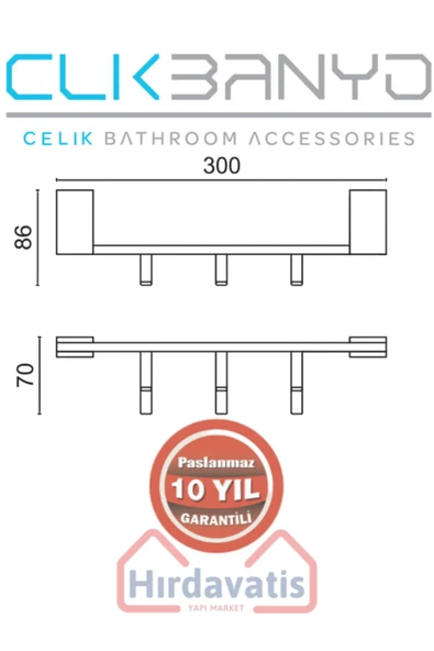 ÇELİK BANYO Havlu Askısı Paslanmaz Pirinç Titanik 3'lü Askılık Altın Gold - Resim 2