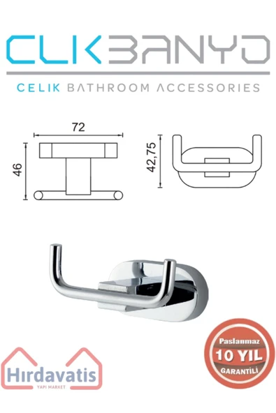 ÇELİK BANYO Paslanmaz Pirinç Zirve İkili Askılık - Resim 2