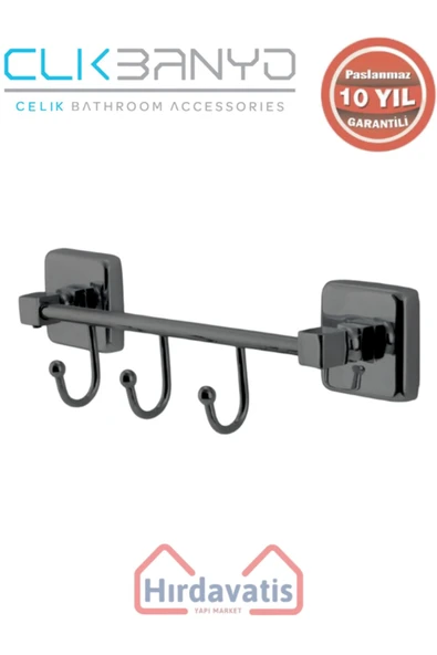 ÇELİK BANYO Paslanmaz Pirinç Kumru Kancalı 3’lü Askılık Mat Siyah ürün görseli