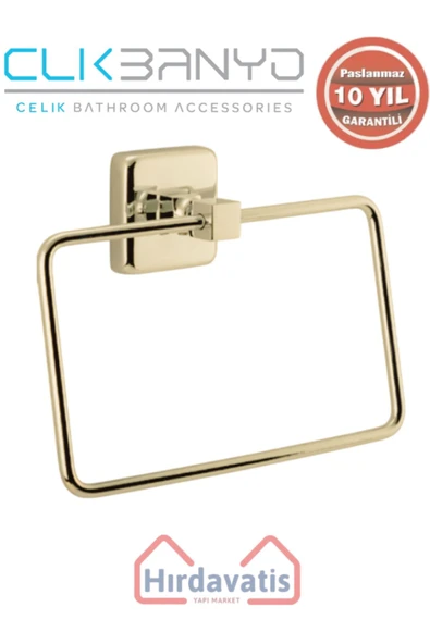 ÇELİK BANYO Paslanmaz Pirinç Kumru Kare Havluluk Altın Sarı Gold - Resim 2