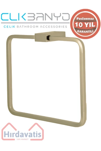 ÇELİK BANYO Paslanmaz Pirinç Titanik Kare Havluluk Altın Sarı Gold ürün görseli
