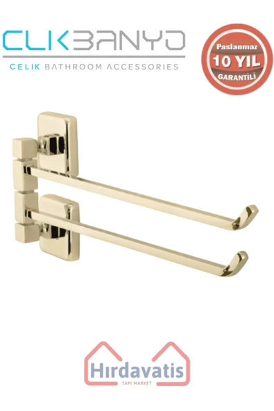 ÇELİK BANYO Paslanmaz Pirinç Kumru 2’li Döner Havluluk Altın Sarı Gold ürün görseli