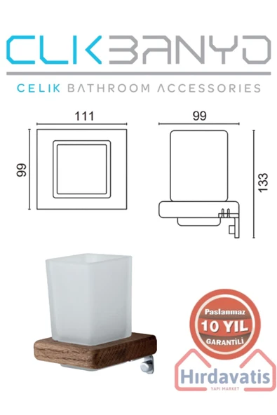 ÇELİK BANYO Paslanmaz Pirinç Selvi Diş Fırçalık - Resim 2