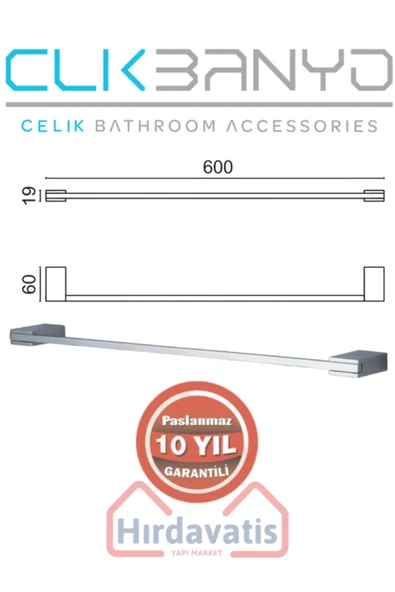 ÇELİK BANYO Paslanmaz Pirinç Titanik 60 Cm Uzun Havluluk - Resim 2