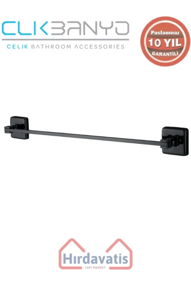 ÇELİK BANYO Paslanmaz Pirinç Kumru Uzun Havluluk 50cm Mat Siyah ürün görseli