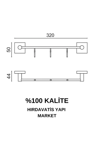 ÇELİK BANYO Paslanmaz Pirinç Vizyon  3’lü Askılık Mat Siyah - Resim 2