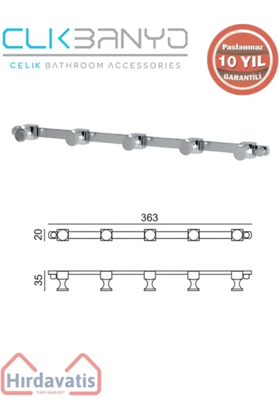 ÇELİK BANYO Paslanmaz Pirinç Mercan 5’li Askılık ürün görseli