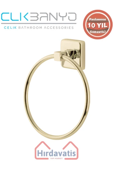 ÇELİK BANYO Paslanmaz Pirinç Kumru Yuvarlak Havluluk Altın Sarı Gold ürün görseli