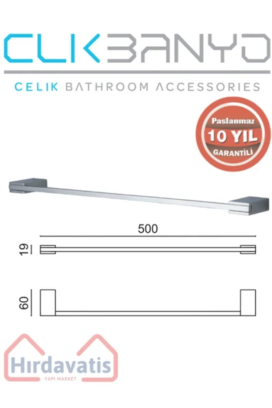 ÇELİK BANYO Paslanmaz Pirinç Titanik 50 Cm Uzun Havluluk