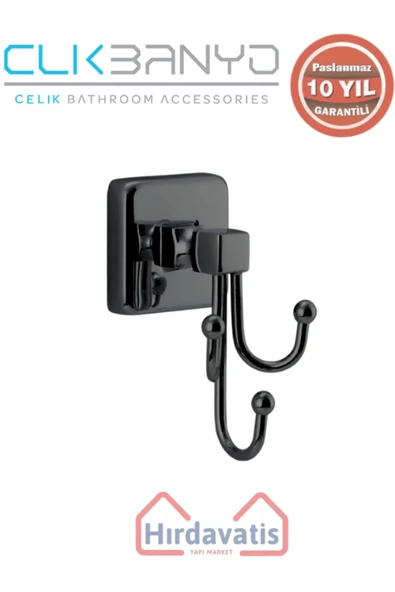 ÇELİK BANYO Paslanmaz Pirinç Kumru Üçlü Bornozluk Mat Siyah - Resim 3