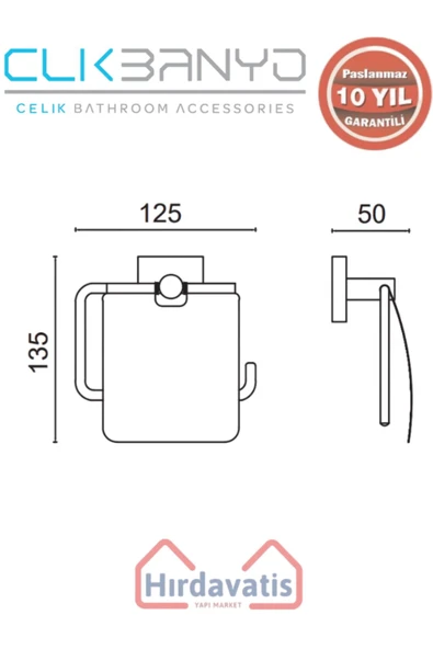 ÇELİK BANYO Paslanmaz Pirinç Vizyon Geni? Kapaklı Kağıtlık - Resim 2