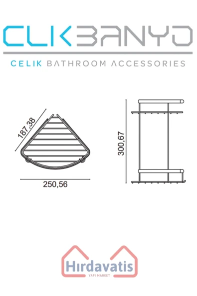 ÇELİK BANYO İkili Metal Zerrin 19x19 Sabunluk Şampuanlık Ve Köşe Süngerlik - Resim 2