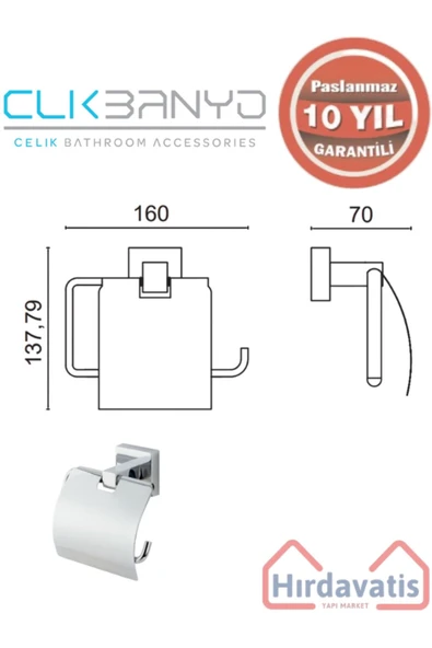 ÇELİK BANYO Paslanmaz Pirinç Tamay Geni? Kapaklı Kağıtlık - Resim 2