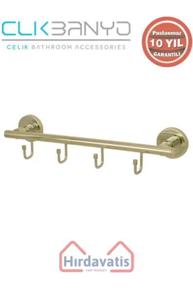 ÇELİK BANYO Paslanmaz Pirinç Flora 4’lü Askılık Altın Sarı Gold ürün görseli