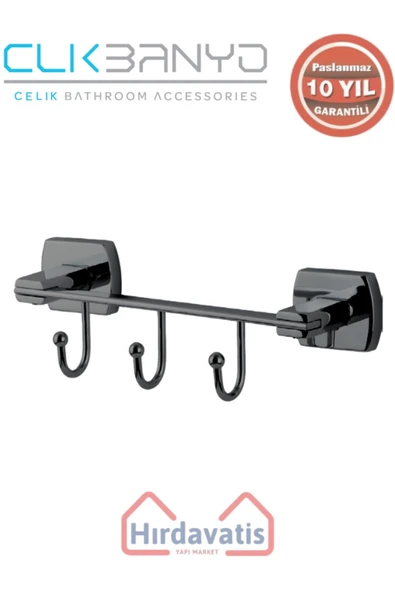 ÇELİK BANYO Paslanmaz Pirinç Milano 3’lü Askılık Krom Mat Siyah ürün görseli