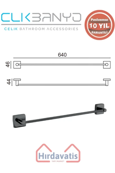 ÇELİK BANYO Paslanmaz Pirinç Vizyon Uzun Havluluk 60cm - Resim 2