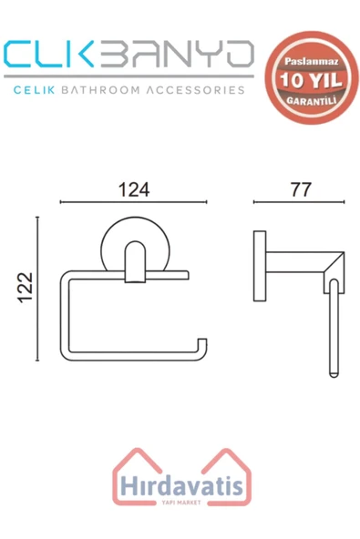 ÇELİK BANYO Paslanmaz Pirinç Flora Kağıtlık Kapaksız Altın Sarı Gold - Resim 2