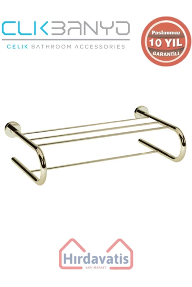 ÇELİK BANYO Paslanmaz Pirinç Flora Uzun Havluluk 50cm Altın Sarı Gold ürün görseli 1