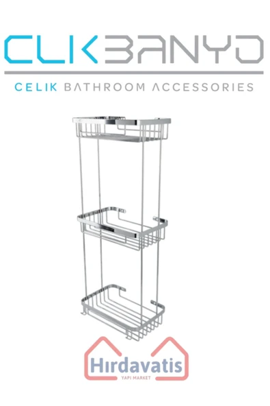 ÇELİK BANYO Taci 304 Üçlü 23x15cm Sabunluk Şampuanlık Ve Köşe Süngerlik ürün görseli