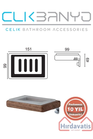 ÇELİK BANYO Paslanmaz Pirinç Selvi Sabunluk - Resim 2