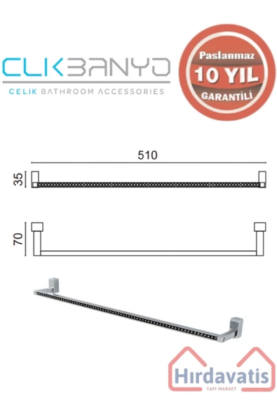ÇELİK BANYO Paslanmaz Pirinç Swwor Uzun Havluluk 50cm - Resim 2