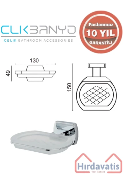 ÇELİK BANYO Paslanmaz Pirinç Milano Sabunluk - Resim 2