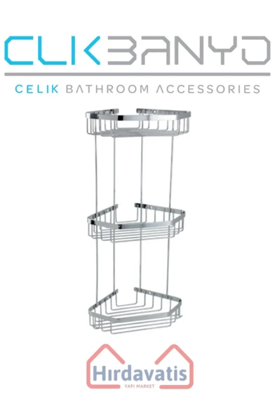 ÇELİK BANYO Selen 304 Üçlü 19x19cm Sabunluk Şampuanlık Ve Köşe Süngerlik ürün görseli