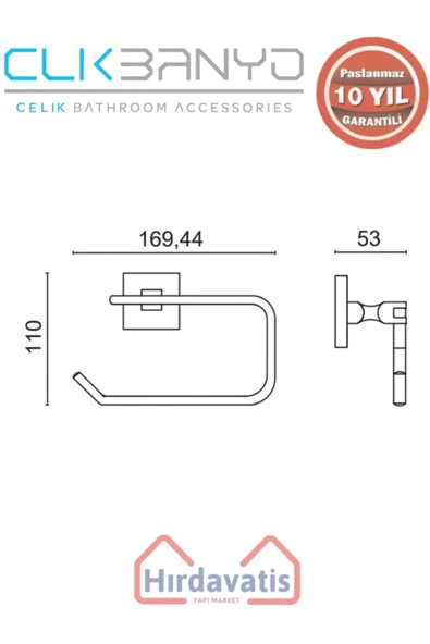 ÇELİK BANYO Paslanmaz Pirinç Kumru Açık Kağıtlık Mat Siyah - Resim 2