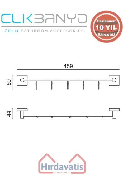 ÇELİK BANYO Paslanmaz Pirinç Vizyon 5’li Askılık - Resim 2
