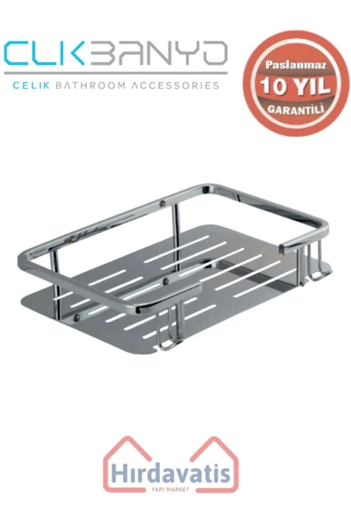 ÇELİK BANYO Paslanmaz Pirinç Lidya Tekli 15x22cm Sabunluk Şampuanlık ve Köşe Süngerlik - Resim 3