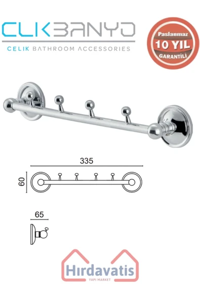 ÇELİK BANYO Paslanmaz Pirinç Bella Boncuk Dörtlü Askılık ürün görseli 1