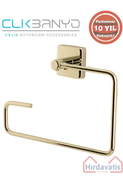 ÇELİK BANYO Paslanmaz Pirinç Vizyon Kare Havluluk Altın Sarı Gold ürün görseli