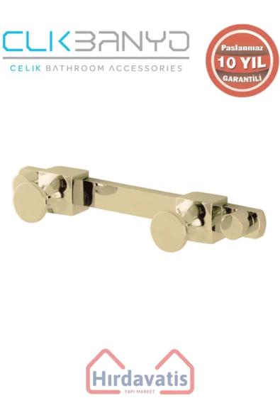 ÇELİK BANYO Paslanmaz Pirinç Mercan 2’li Bornozluk Altın Sarı Gold ürün görseli