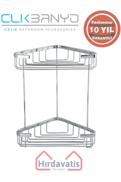 ÇELİK BANYO Paslanmaz Pirinç Efe İkili 18x18cm Sabunluk Şampuanlık Ve Köşe Süngerlik - Resim 3