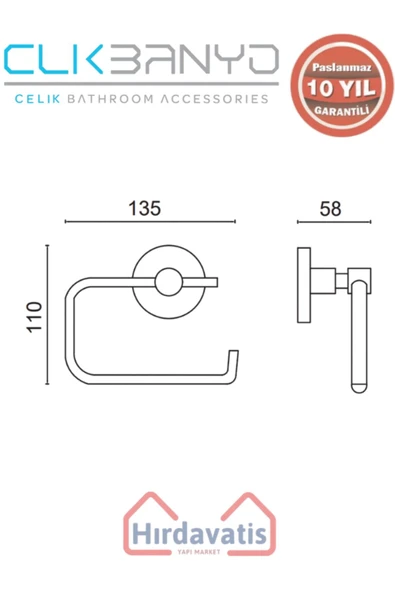 ÇELİK BANYO Paslanmaz Pirinç Flora Açık Kağıtlık - Resim 2