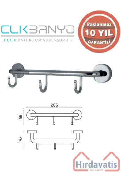 ÇELİK BANYO Paslanmaz Pirinç Eser 3’lü Askılık ürün görseli