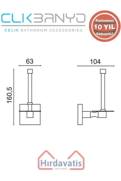 ÇELİK BANYO Paslanmaz Pirinç Kumru Yedek Kağıtlık Mat Siyah - Resim 2